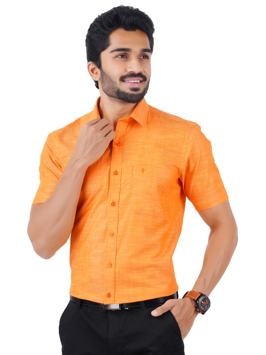 Mens Formal Shirt Half Sleeves Plus Size Orange CL2 GT7-Front view