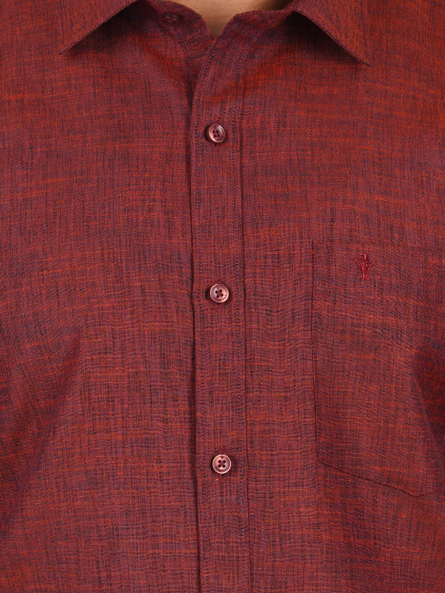 Mens Cotton Blended Formal Shirt Full Sleeves Maroon T12 CK10-Zoom view
