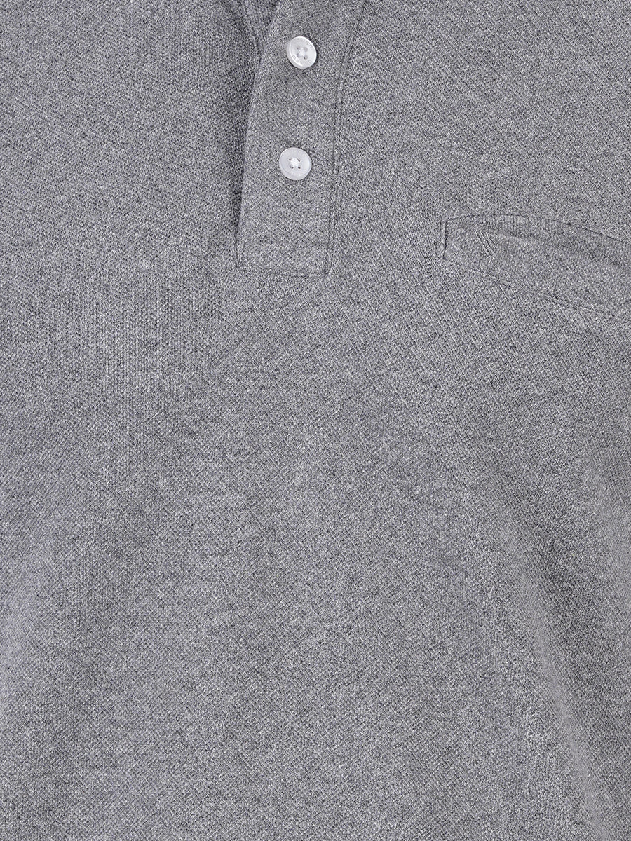 Cotton Blend Polo T-Shirt Grey with Chest Pocket-Zoom view