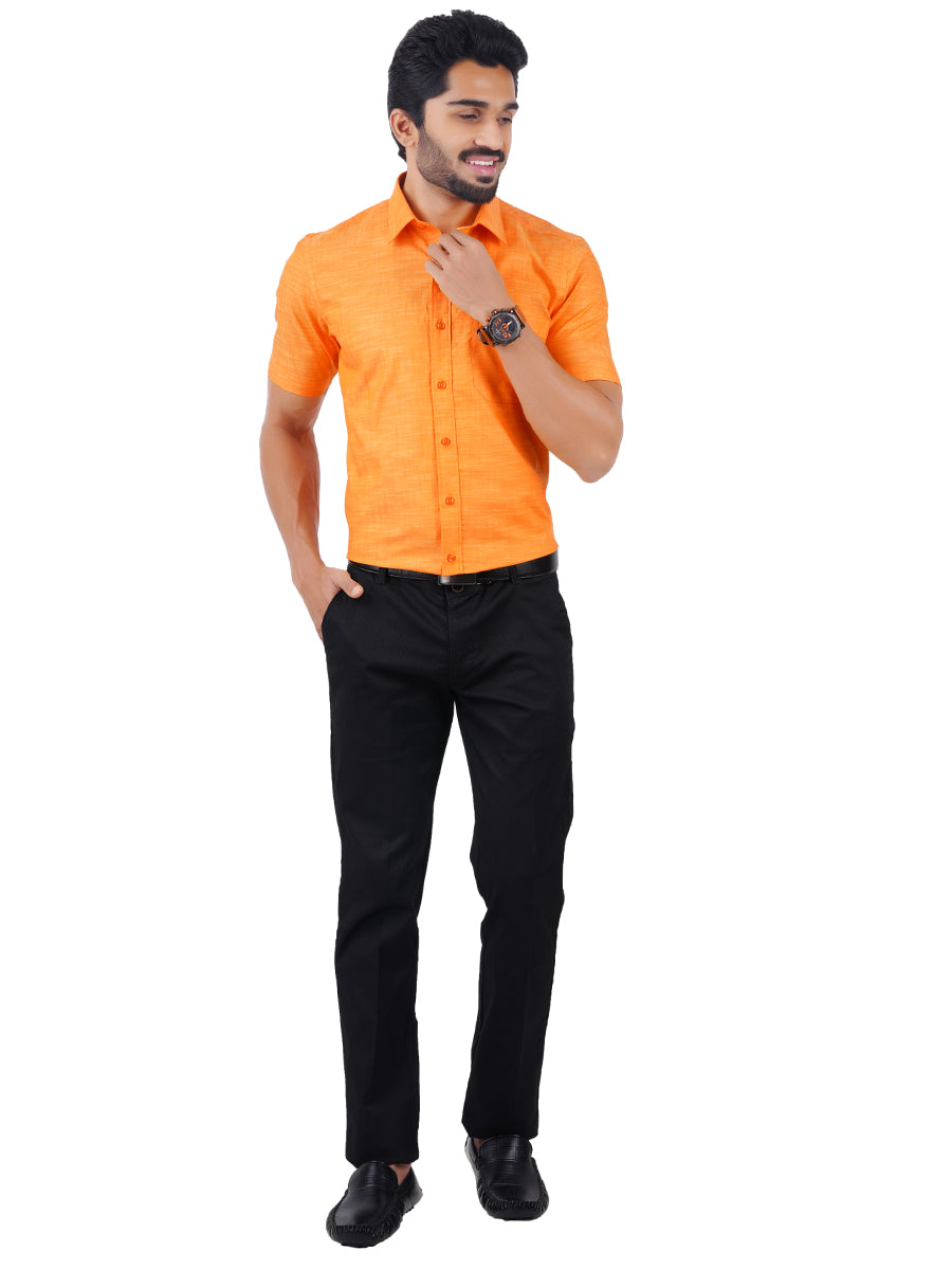 Mens Formal Shirt Half Sleeves Dark Orange CL2 GT7-Full view