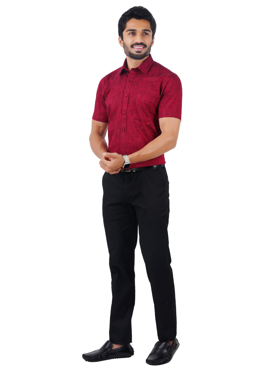 Mens Formal Shirt Half Sleeves Red CL2 GT3-Full view
