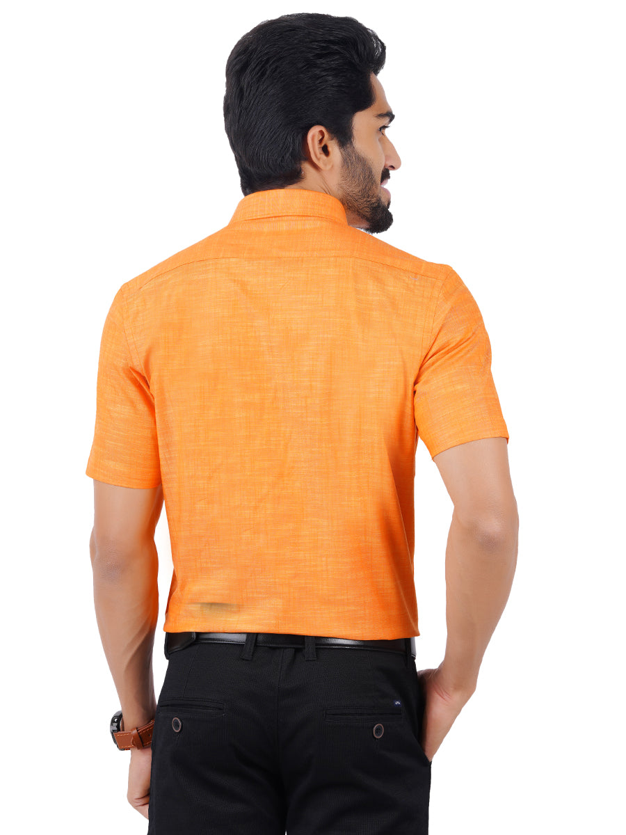 Mens Formal Shirt Half Sleeves Dark Orange CL2 GT7-Back view