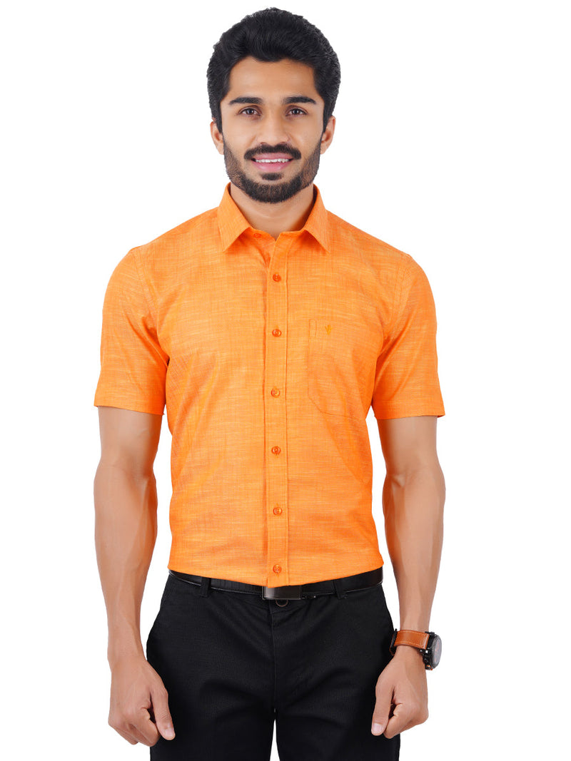 Mens Formal Shirt Half Sleeves Plus Size Orange CL2 GT7