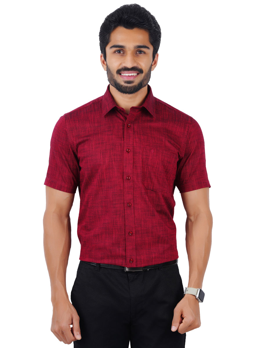 Mens Formal Shirt Half Sleeves Plus Size Red CL2 GT3