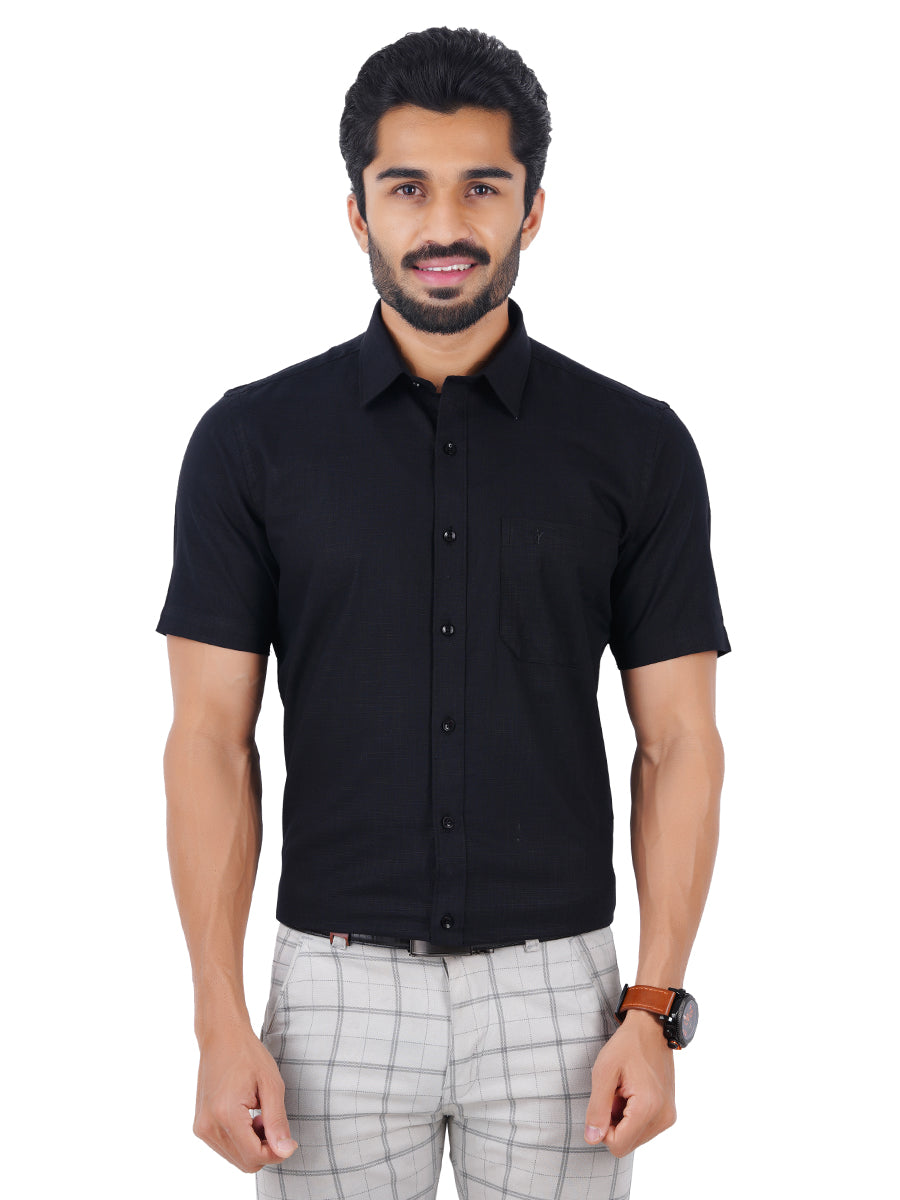 Mens Formal 100% Cotton Half Sleeves Black Shirt CL2 GT8