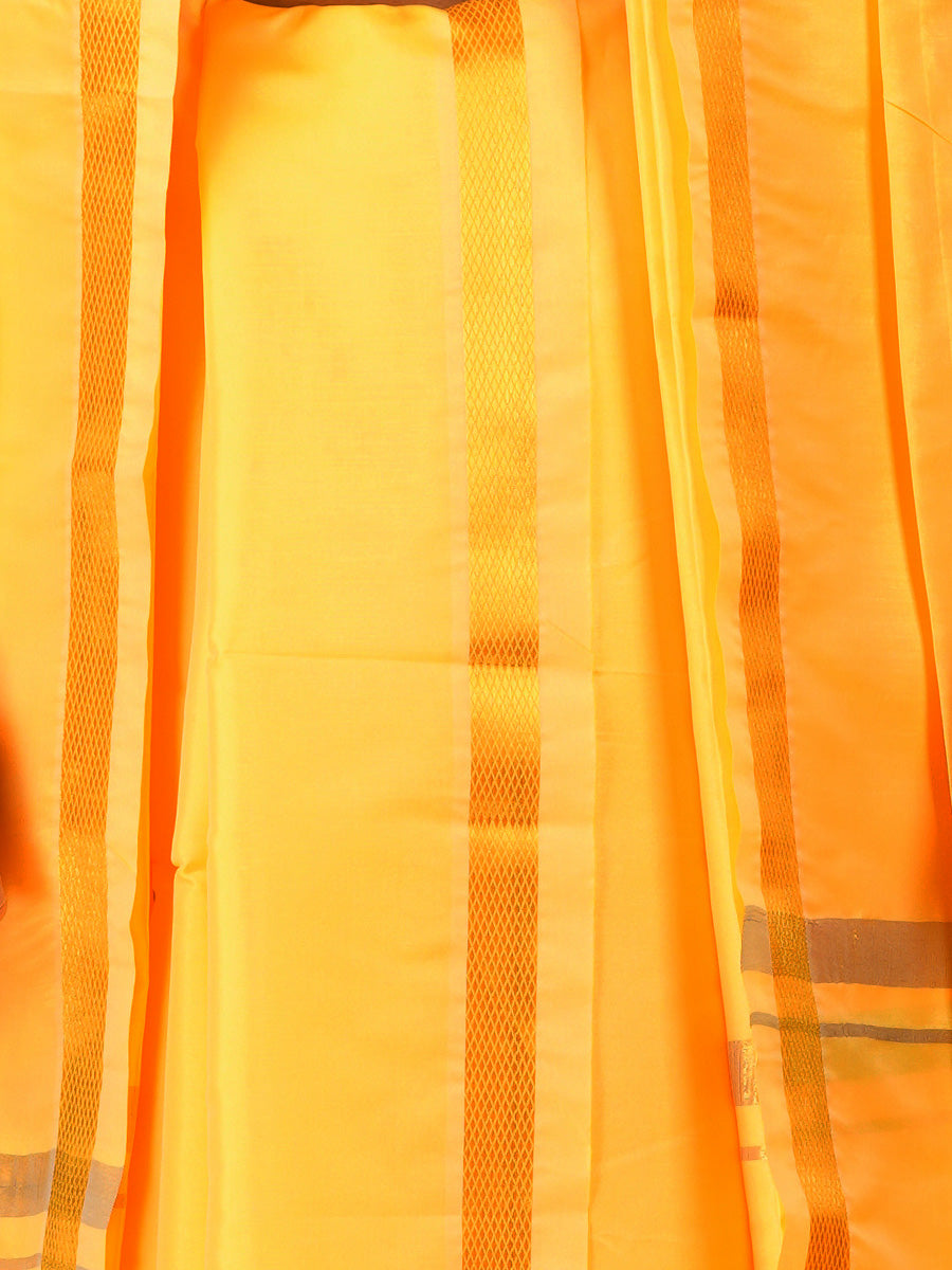 Men Art Silk Panchakacham Set Jayadeva (9+5) Mango