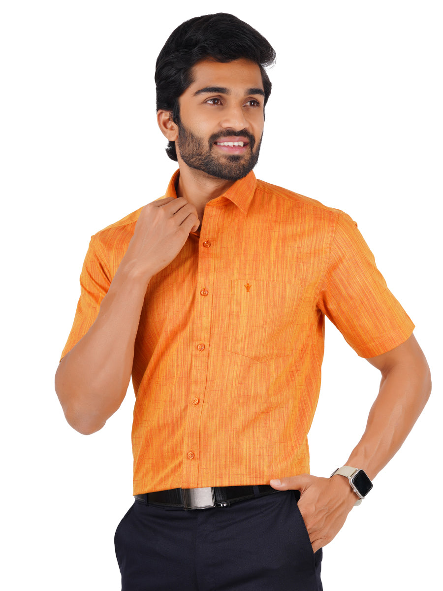 Mens Formal Shirt Half Sleeves Orange T32 TH5