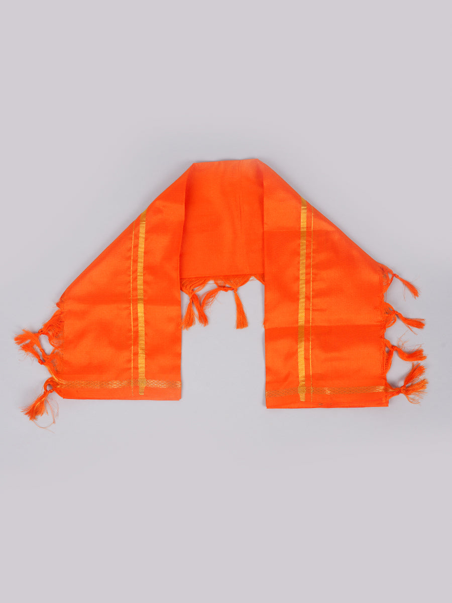 Silk Pooja Towel 2 Mulam Orange