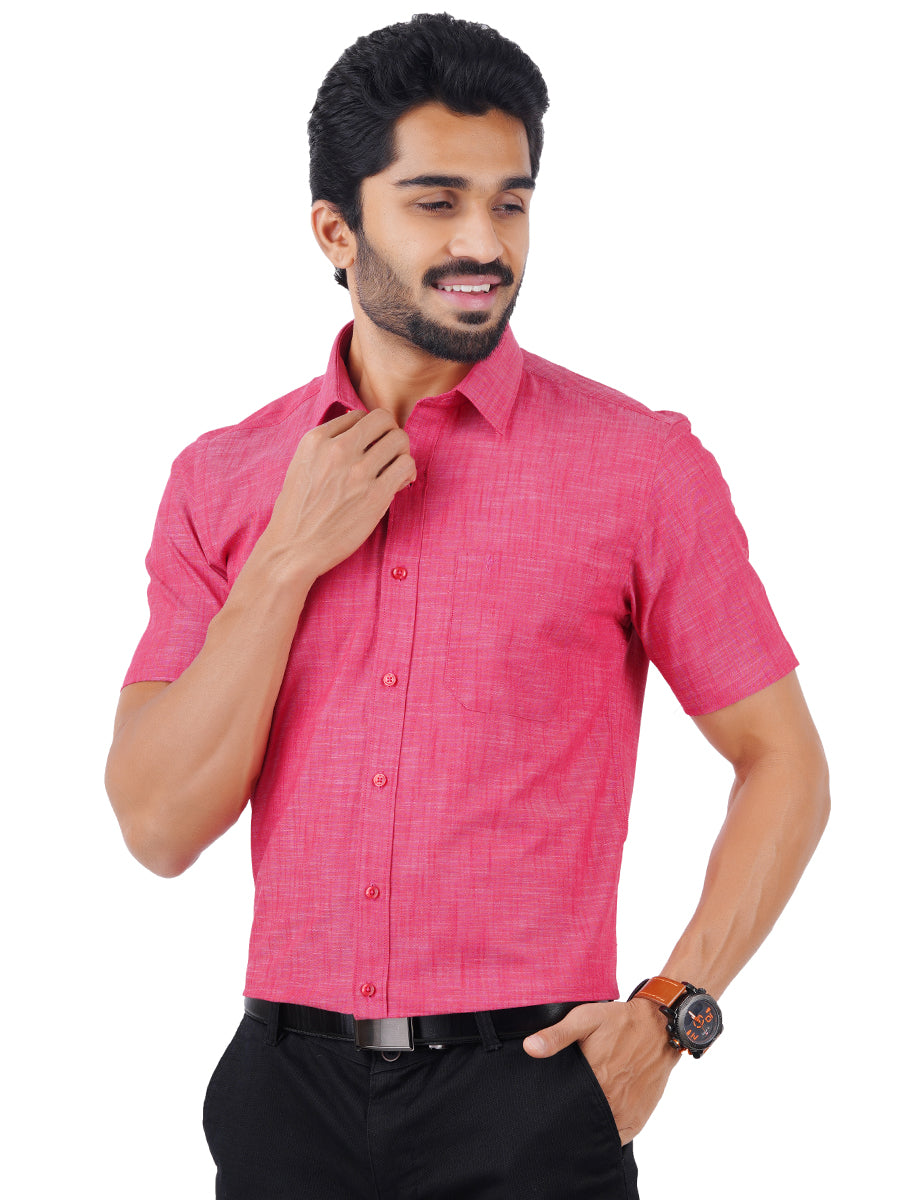 Mens Formal Shirt Half Sleeves Pink CL2 GT1-Front view