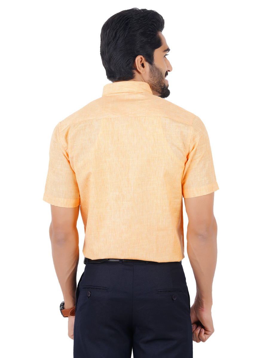 Mens Cotton Blended Formal Shirt Half Sleeves Light Orange T12 CK4-Backview
