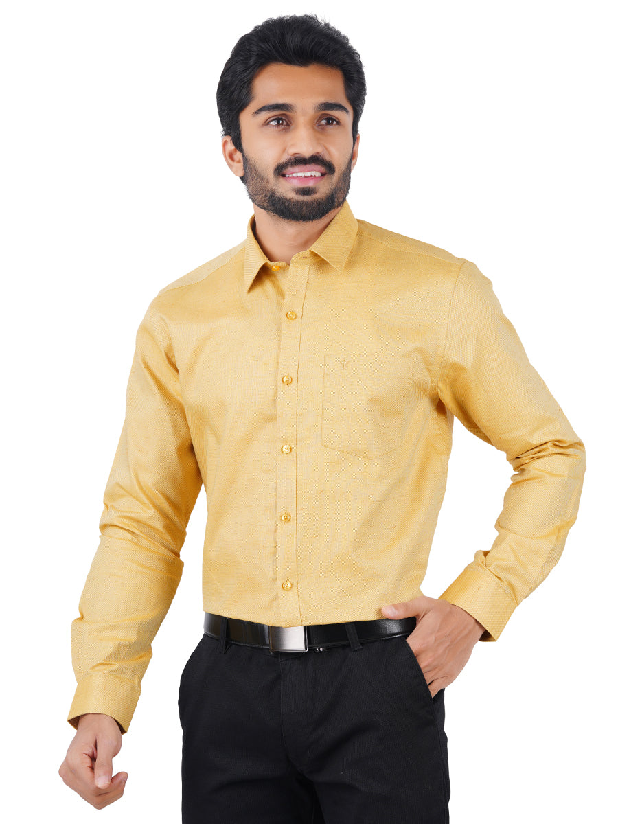 Mens Formal Shirt Full Sleeves Light Orange T18 CY6-Front view