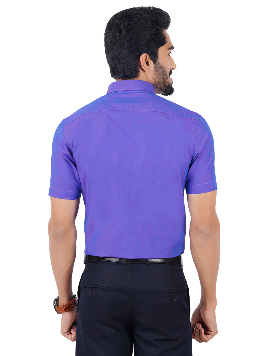 Premium Cotton Half Sleeves Violet Shirt MH G104-Back view