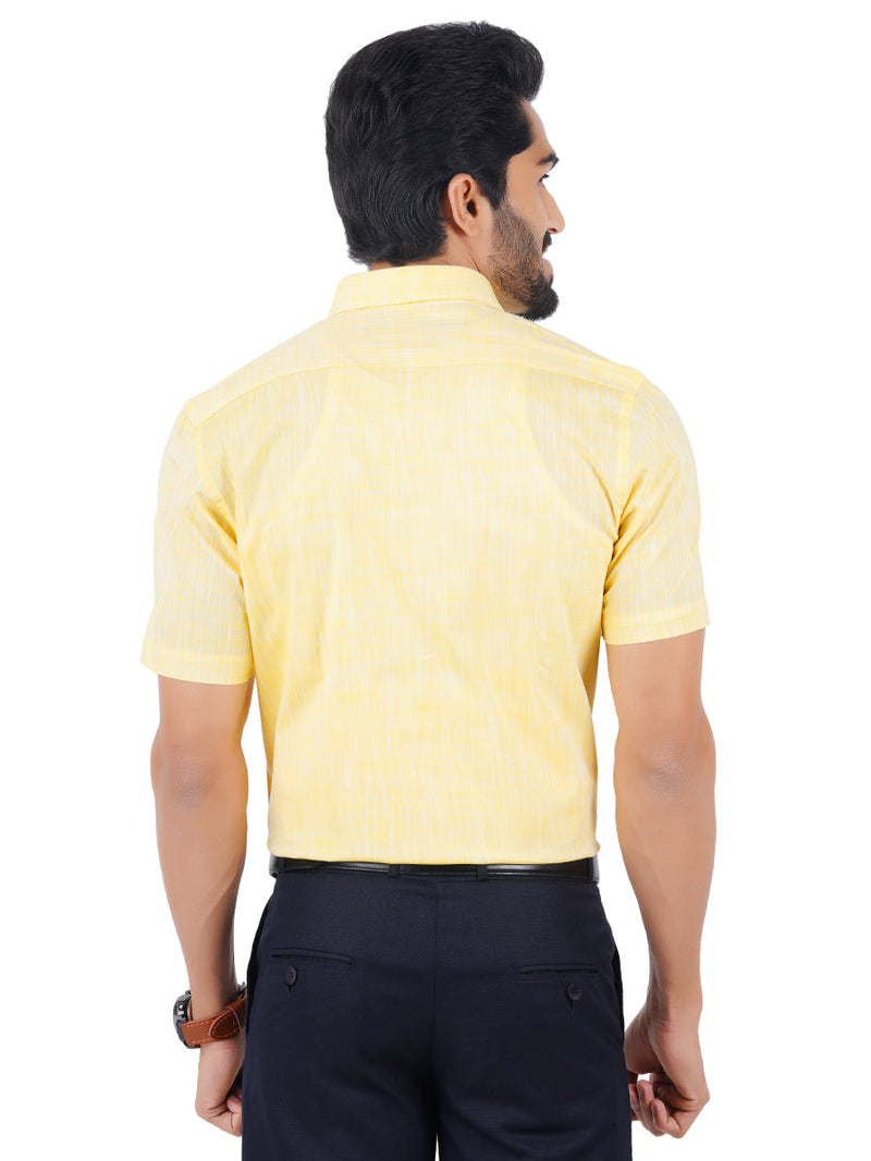 Mens Formal Shirt Half Sleeves Plus Size Yellow CL2 GT14