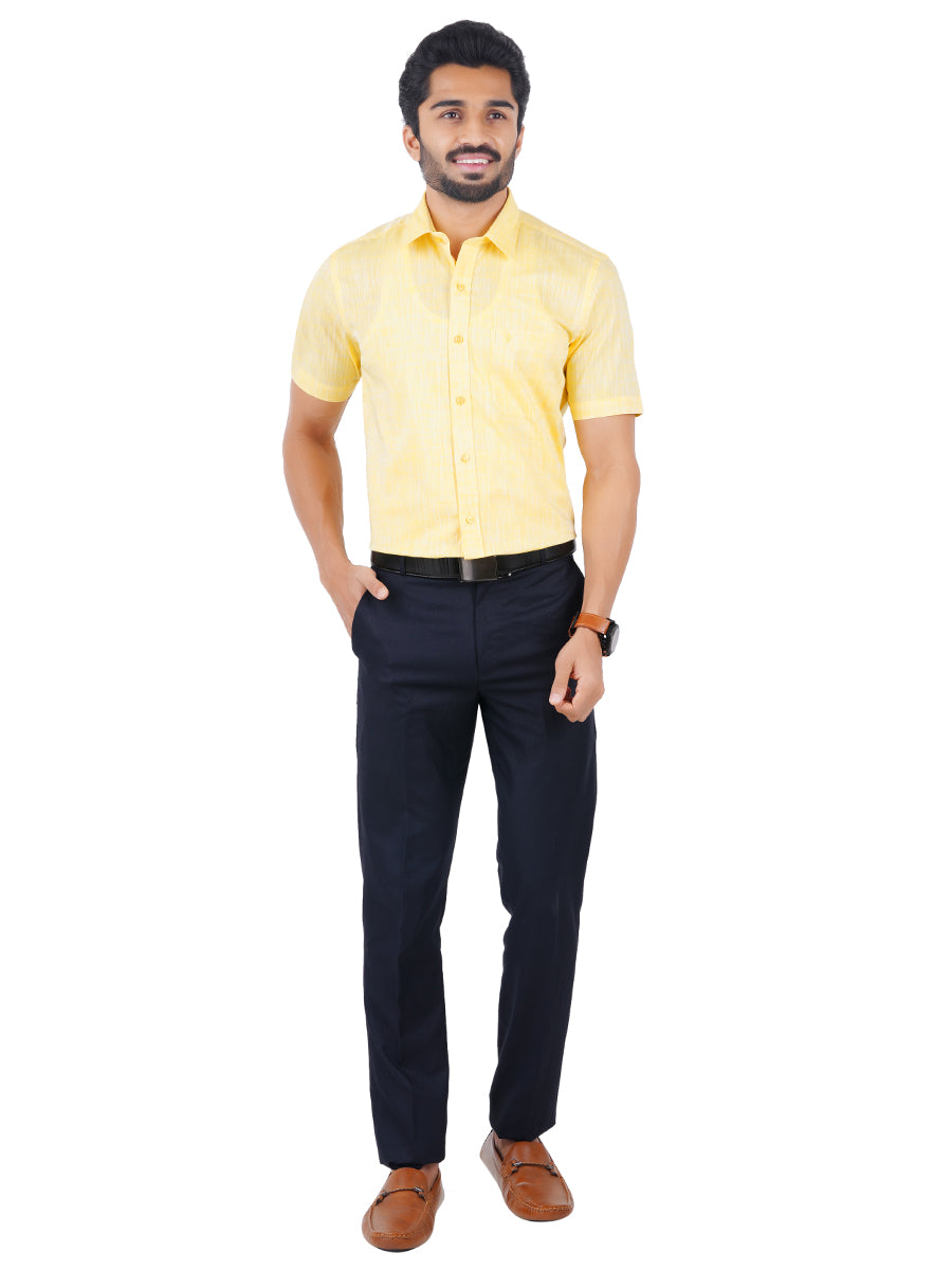 Mens Formal Shirt Half Sleeves Yellow CL2 GT14-Full view