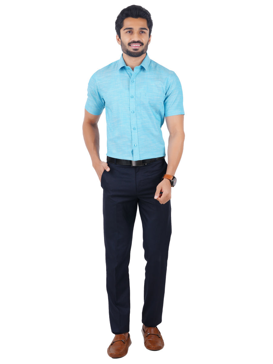 Mens Formal Shirt Half Sleeves Plus Size Sky Blue CL2 GT13