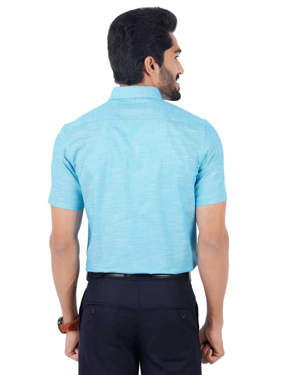 Mens Formal Shirt Half Sleeves Sky Blue CL2 GT13-Back view