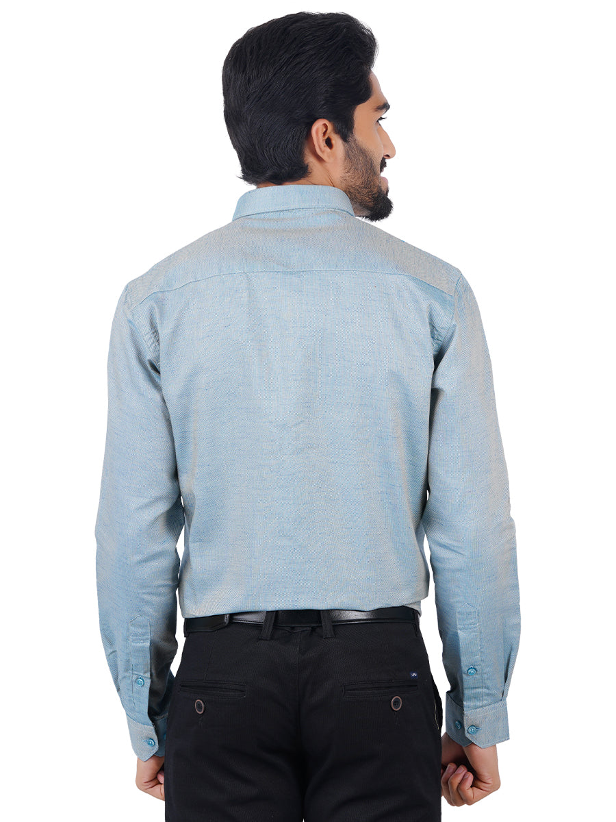 Men Cotton Rich Shirt Full Sleeves Pale Cyan T18 CY5