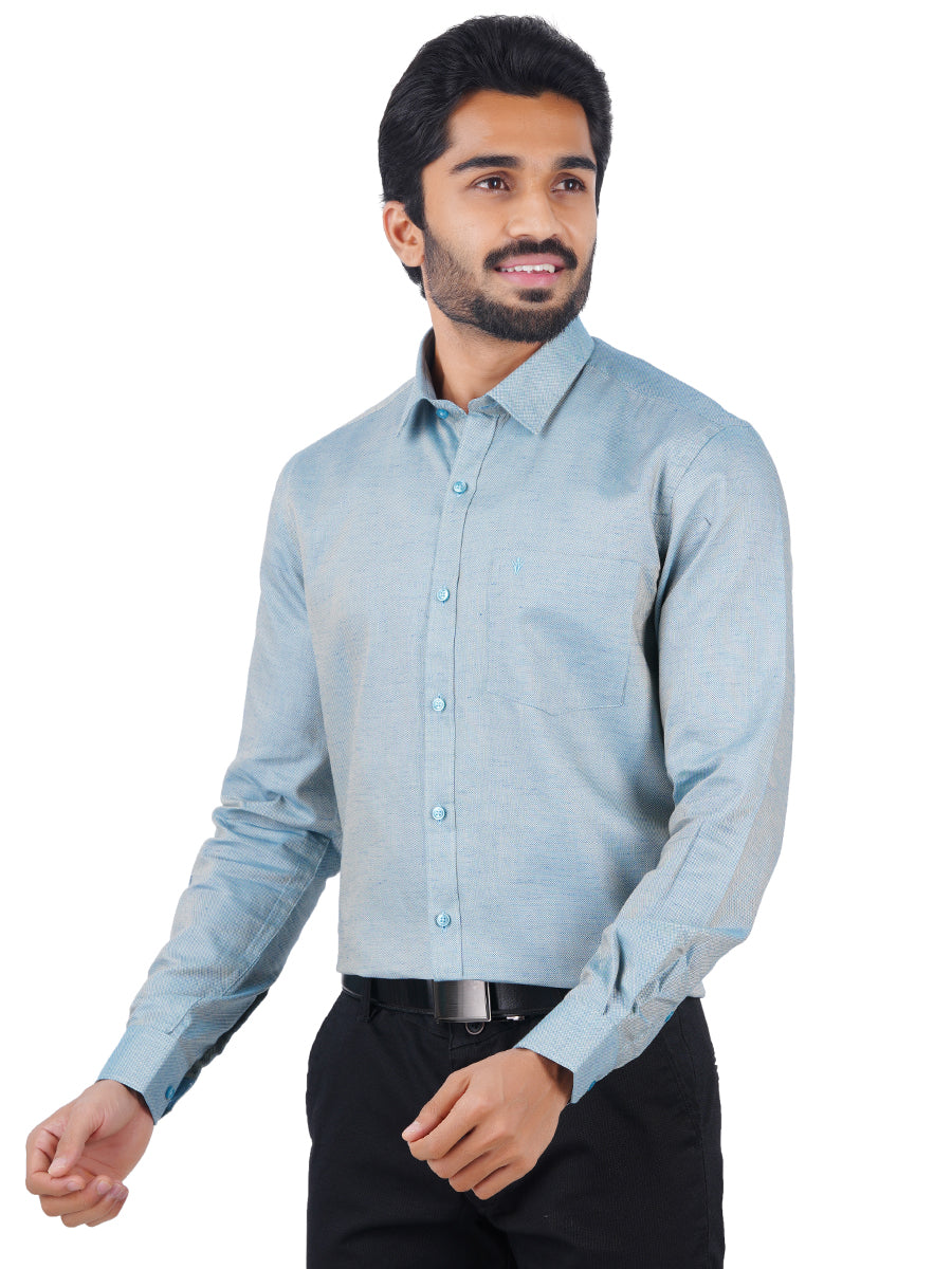 Men Cotton Rich Shirt Full Sleeves Pale Cyan T18 CY5