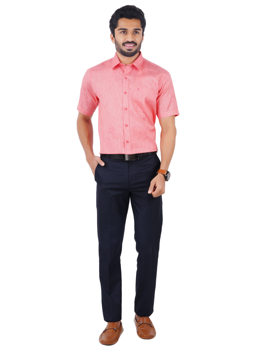 Mens Cotton Blended Formal Shirt Half Sleeves Pink T12 CK5-Fullvie