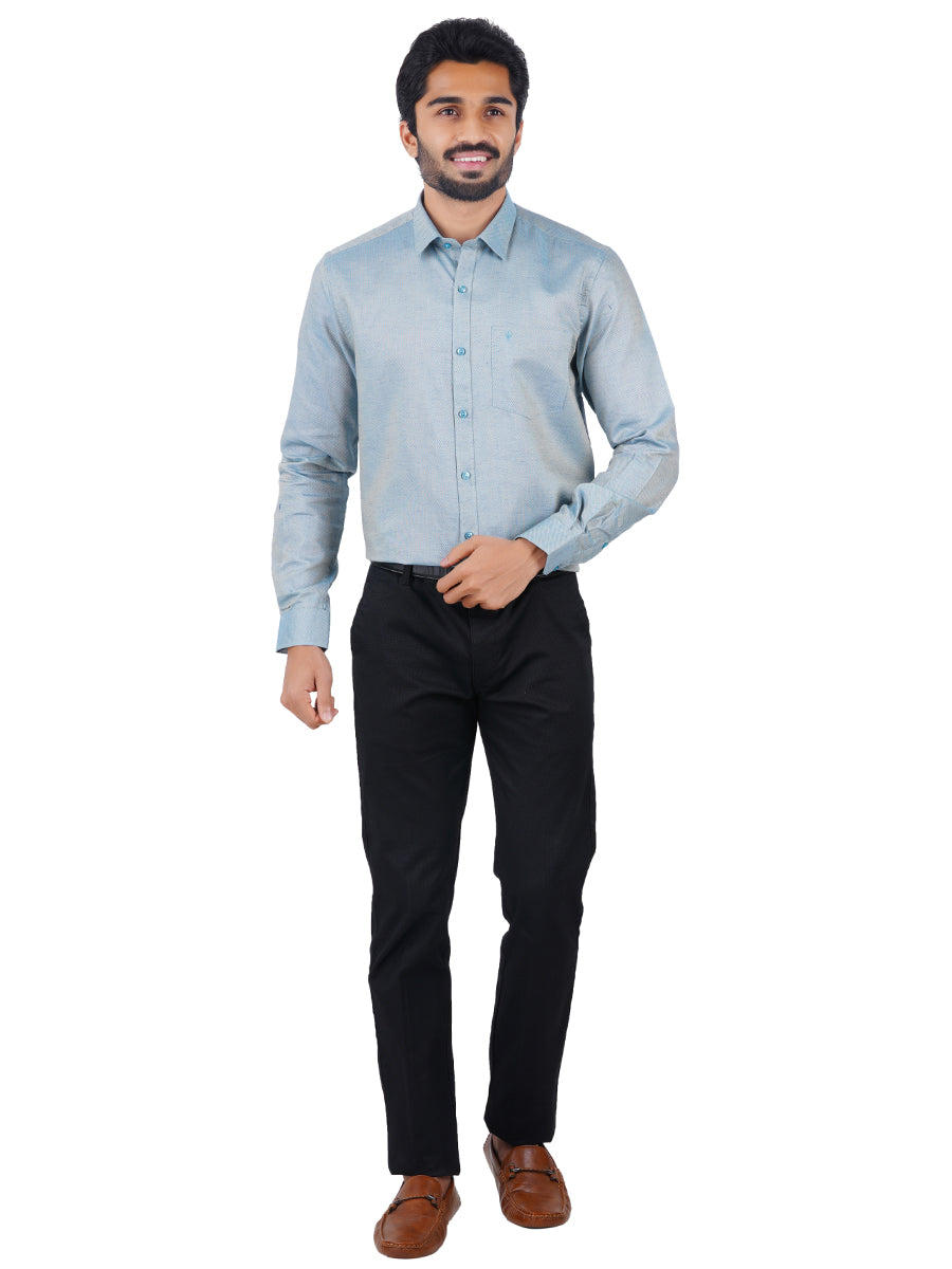 Men Cotton Rich Shirt Full Sleeves Pale Cyan T18 CY5