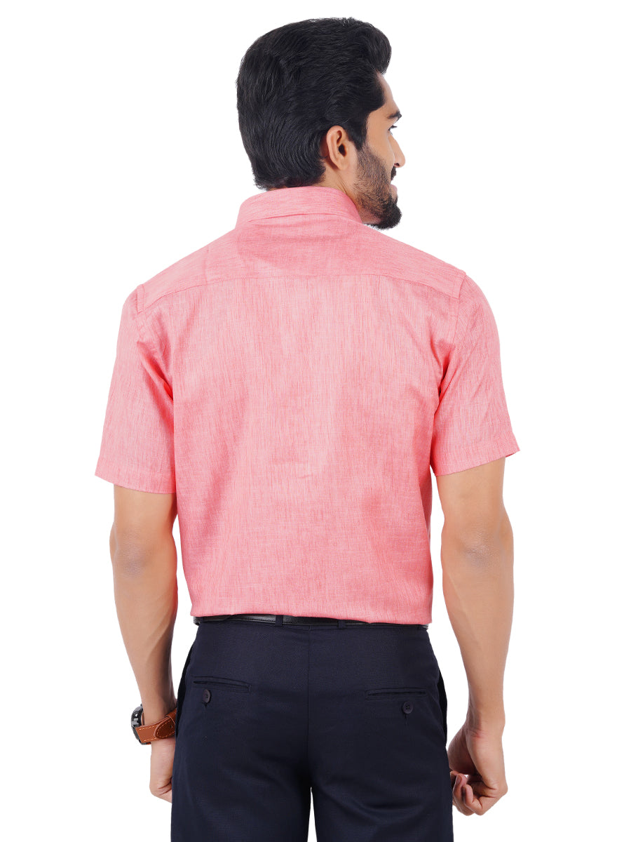 Mens Cotton Blended Formal Shirt Half Sleeves Pink T12 CK5-Back view