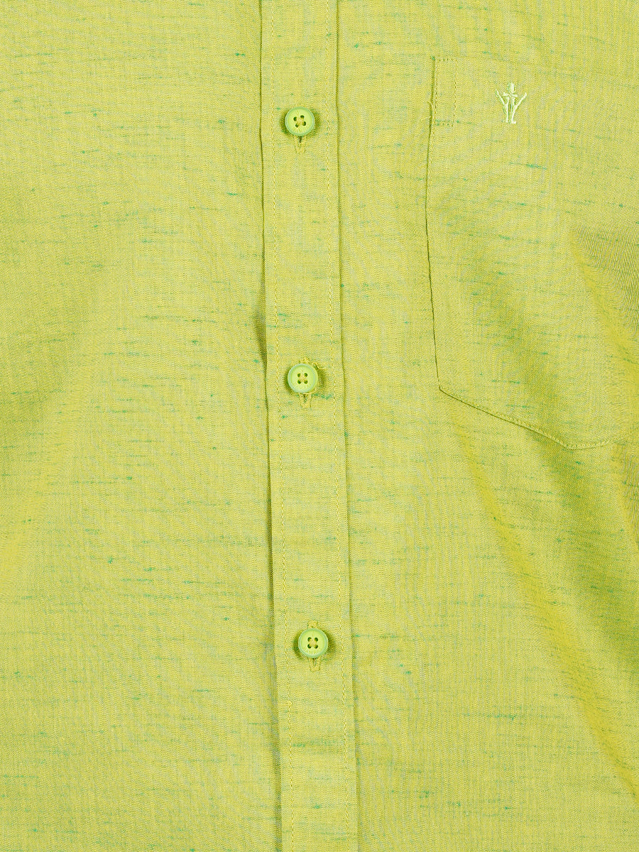 Mens Formal Shirt Half Sleeves Yellow Green T16 CO4-Zoom view