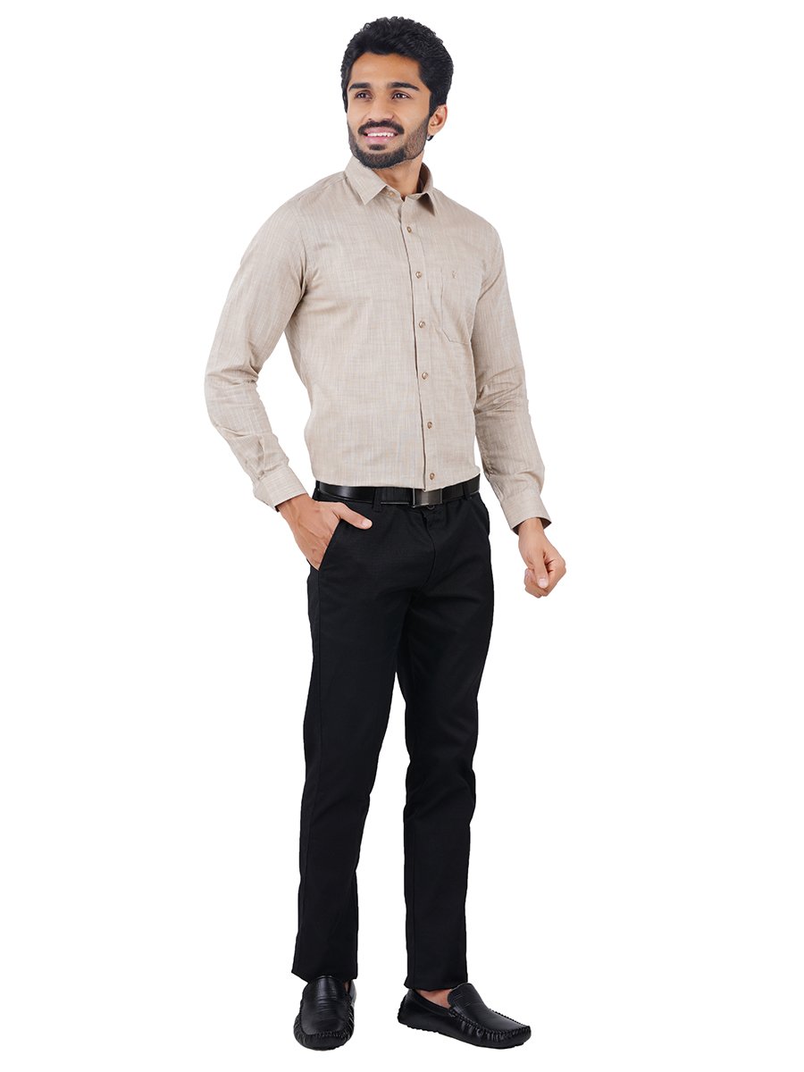 Mens Formal Shirt Full Sleeves Plus Size Light Grey CL2 GT10-Full view