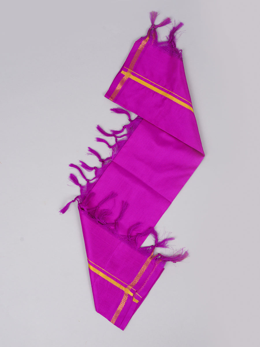 Silk Pooja Towel 4 Mulam Violet-View one