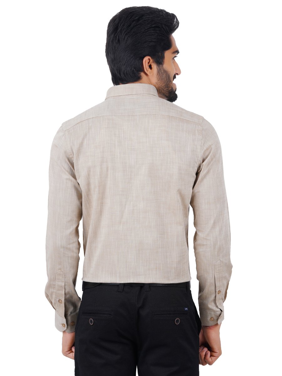 Mens Formal Shirt Full Sleeves Plus Size Light Grey CL2 GT10-Back view