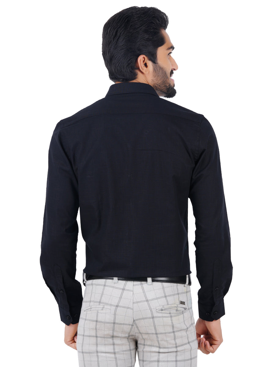 Mens Formal 100% Cotton Full Sleeves Black Shirt CL2 GT8-Back view