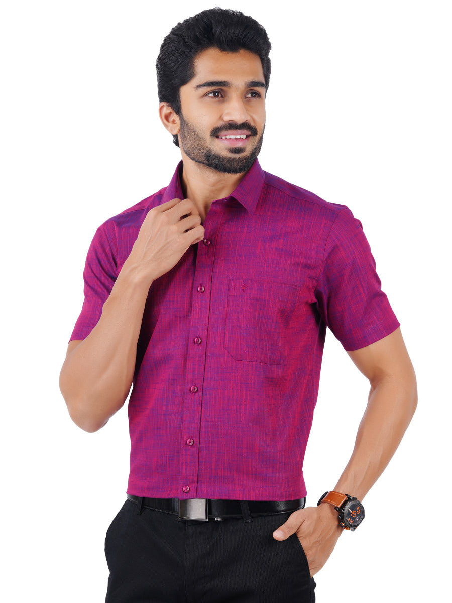 Mens Formal Shirt Half Sleeves Purple CL2 GT4-Front view