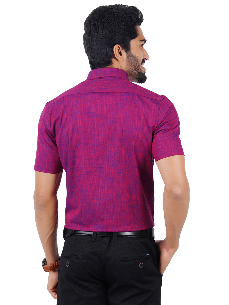Mens Formal Shirt Half Sleeves Plus Size Purple CL2 GT4-Back view