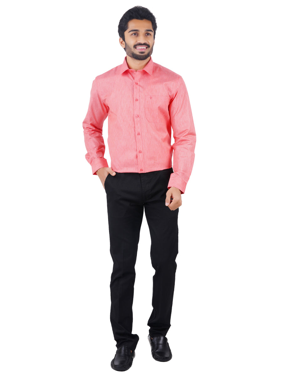 Mens Cotton Blended Formal Shirt Full Sleeves Pink T12 CK5-Full view