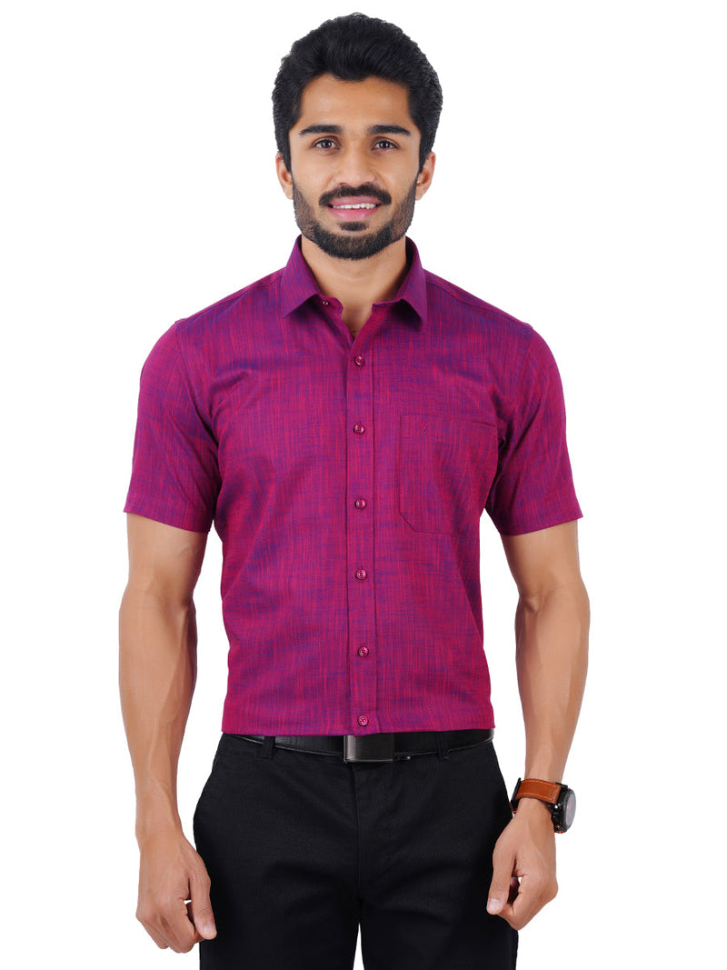 Mens Formal Shirt Half Sleeves Plus Size Purple CL2 GT4