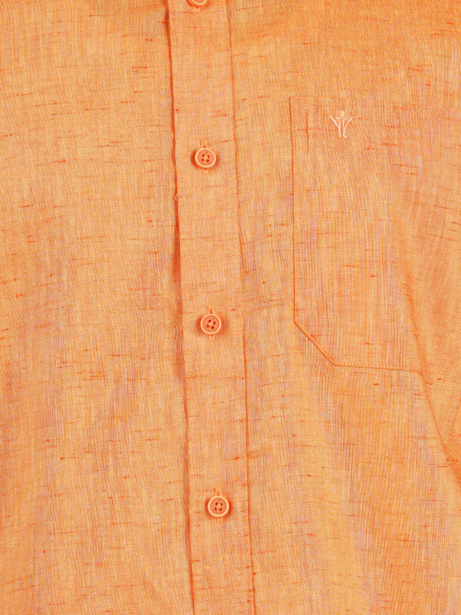 Mens Matching Border Dhoti & Shirt Set Half Orange C2-Zoom view