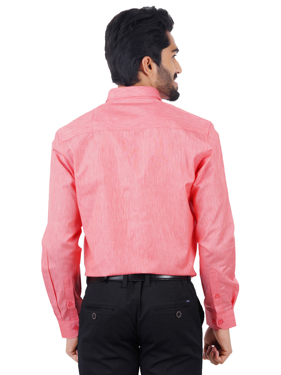 Mens Cotton Blended Formal Shirt Full Sleeves Pink T12 CK5-Back view