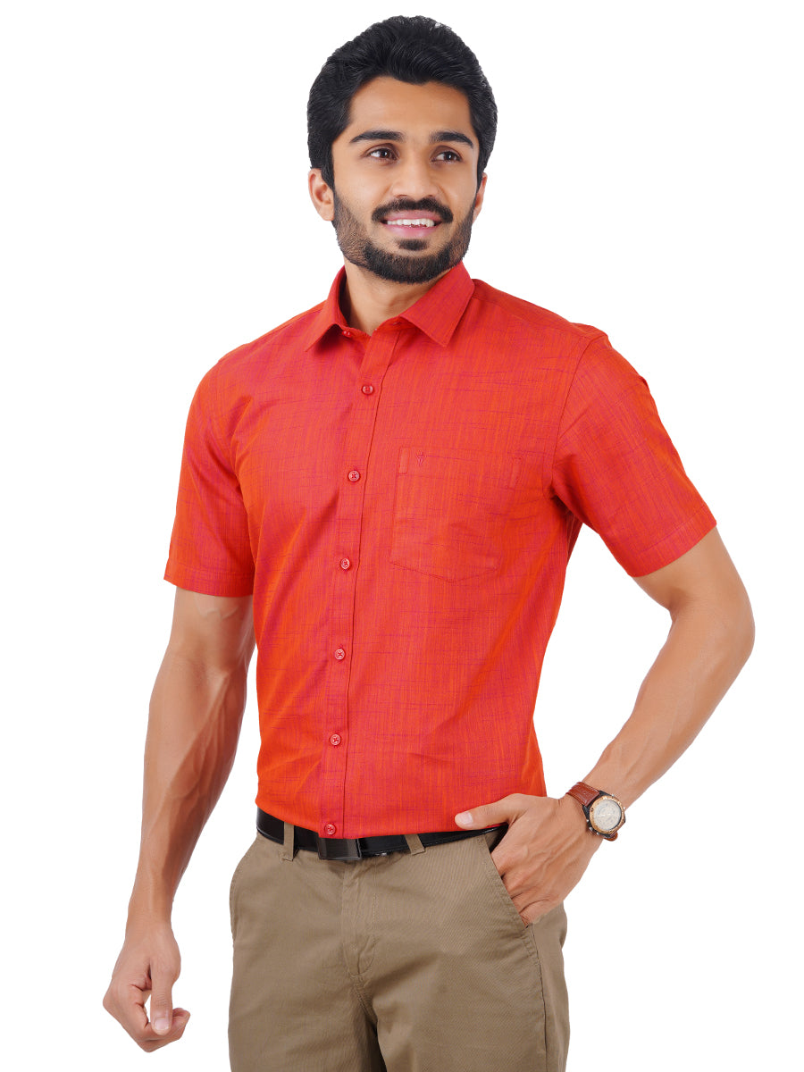 Mens Formal Shirt Half Sleeves Vivid Red T20 CR4-Front view
