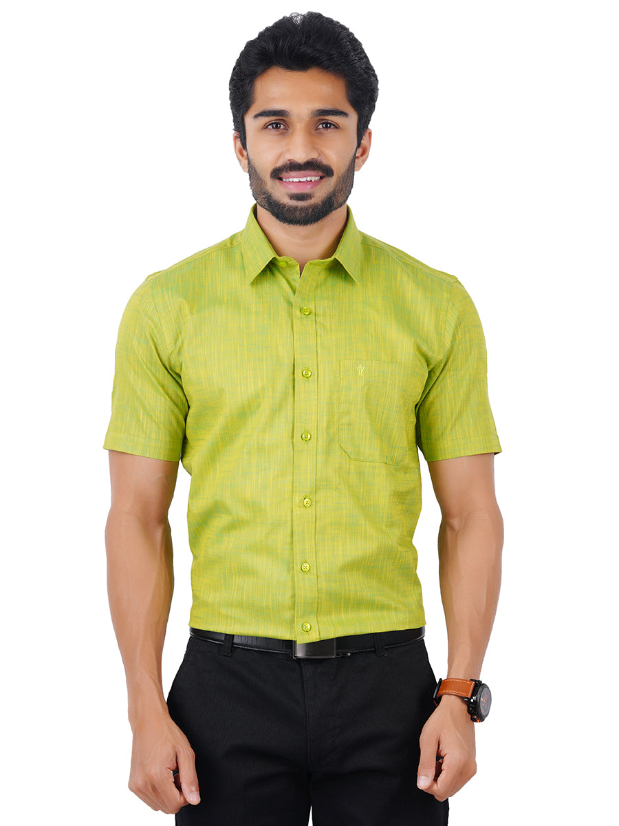 Mens Formal Shirt Half Sleeves Yellowish Green CL2 GT2