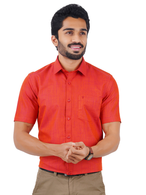 Mens Formal Shirt Half Sleeves Vivid Red T20 CR4