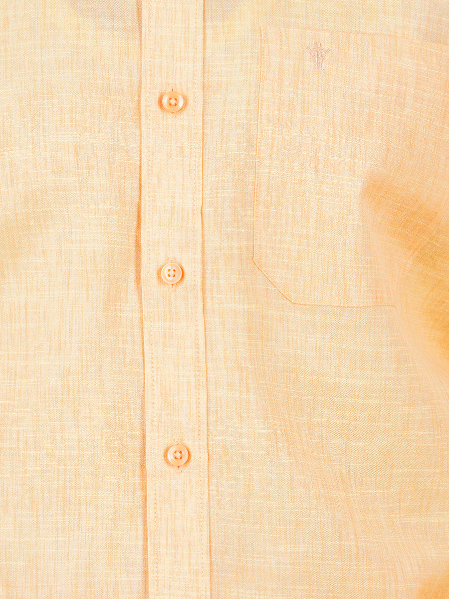 Mens Cotton Blended Formal Shirt Full Sleeves Light Orange T12 CK4-Zoom view