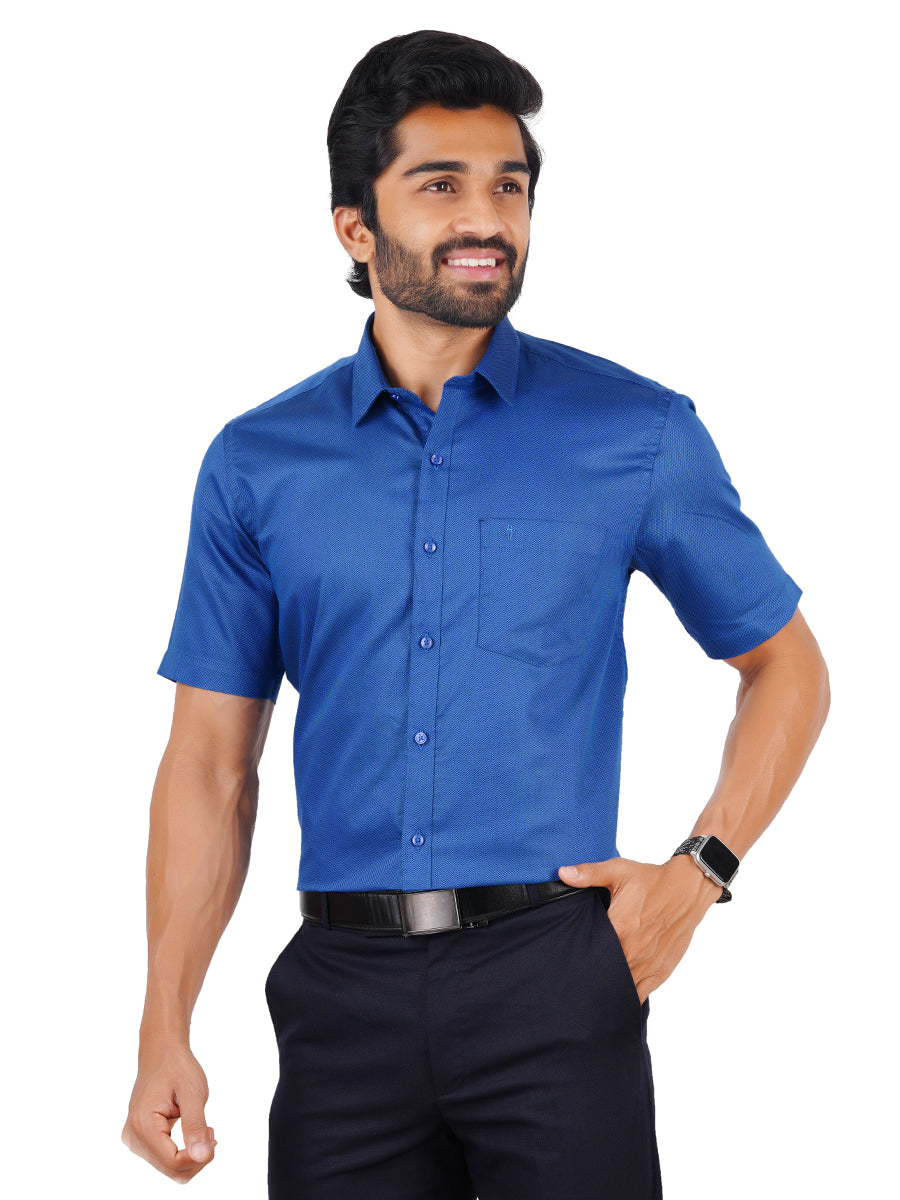 Mens Formal Shirt Half Sleeves Regal Blue T30 TF7