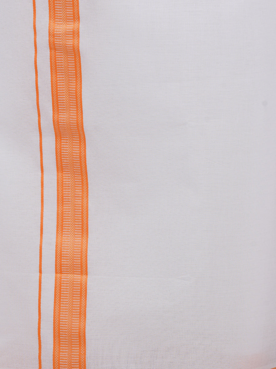 Mens Matching Border Dhoti & Shirt Set Half Orange C2-Bottom view
