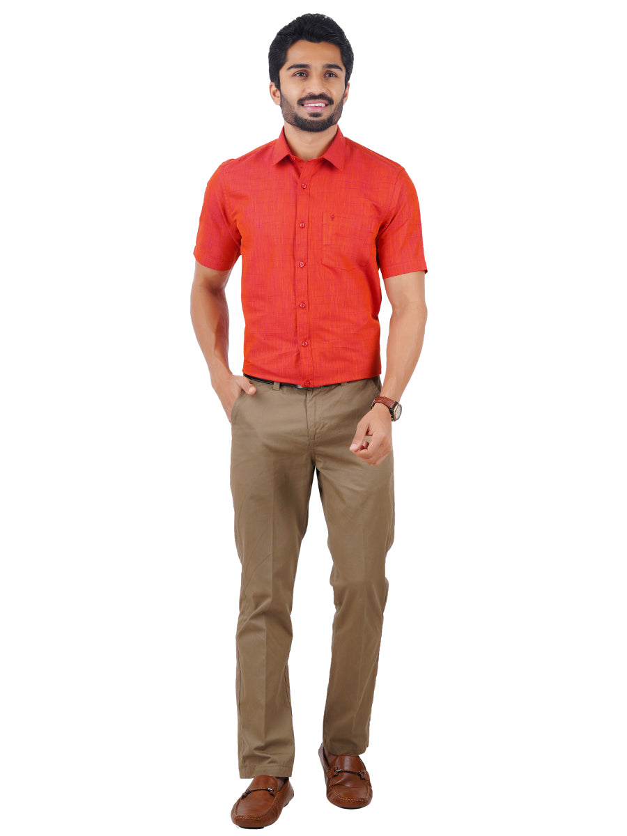Mens Formal Shirt Half Sleeves Vivid Red T20 CR4-Full view