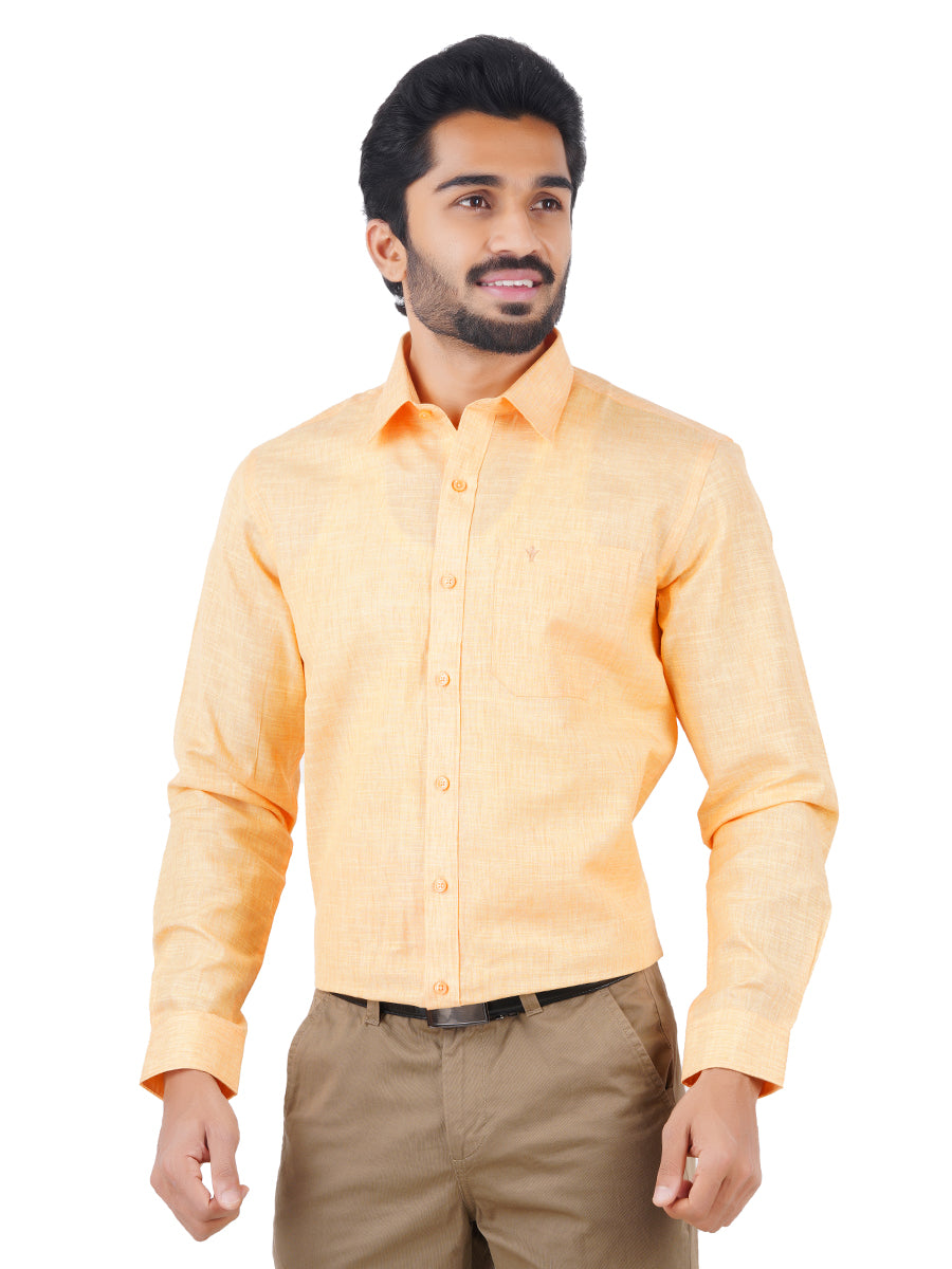 Mens Cotton Blended Formal Shirt Full Sleeves Light Orange T12 CK4-Side view