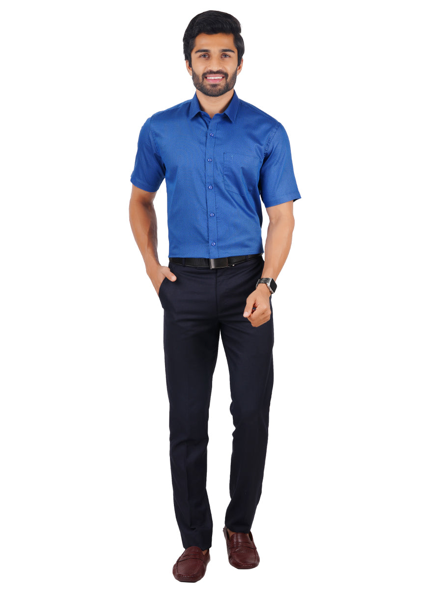 Mens Formal Shirt Half Sleeves Regal Blue T30 TF7-Full view