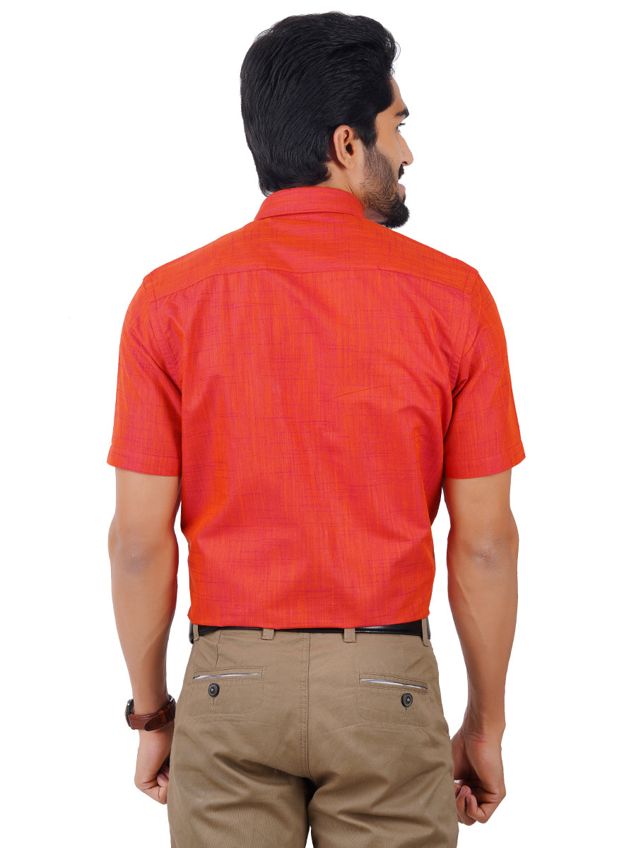Mens Formal Shirt Half Sleeves Vivid Red T20 CR4-Back view