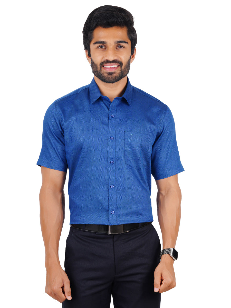 Mens Formal Shirt Half Sleeves Regal Blue T30 TF7-Front view