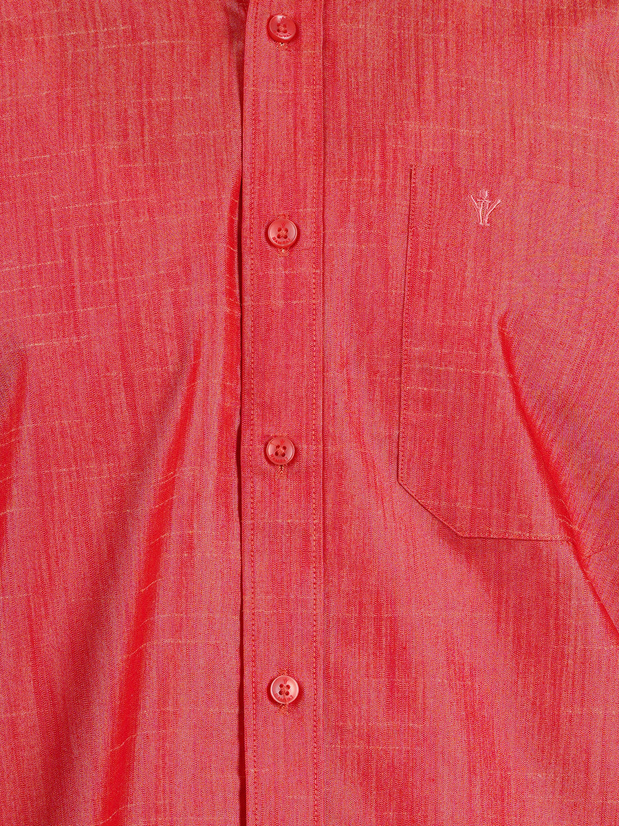 Mens Matching Jari Border Dhoti & Shirt Set Half Pink VB1-Zoom view