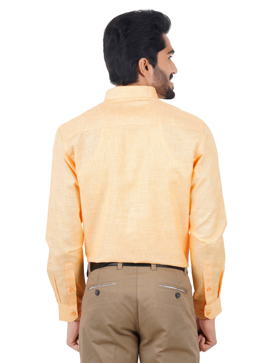 Mens Cotton Blended Formal Shirt Full Sleeves Light Orange T12 CK4-Back view
