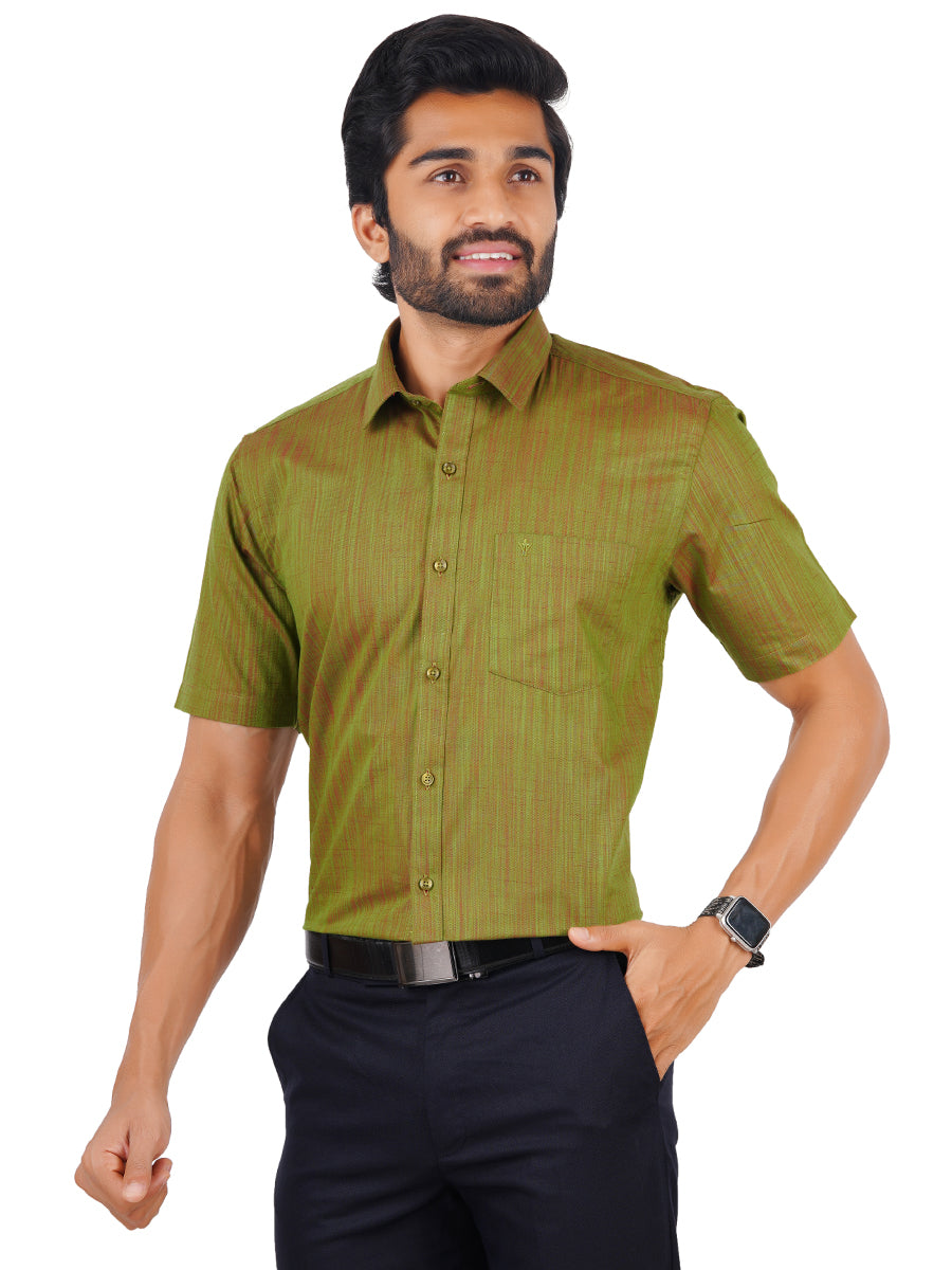 Mens Cotton Formal Shirt Half Sleeves Green T32 TH8